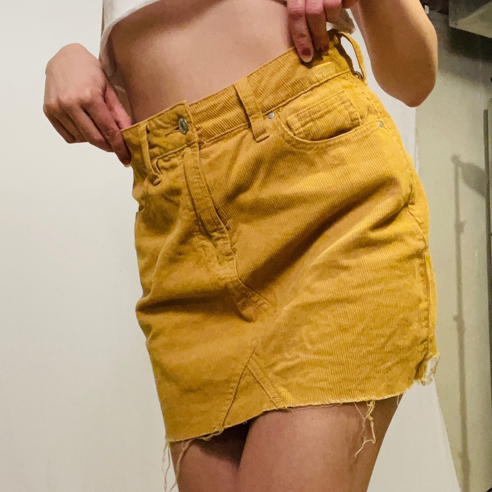 Pacsun Corduroy Mustard Yellow Mini Skirt
